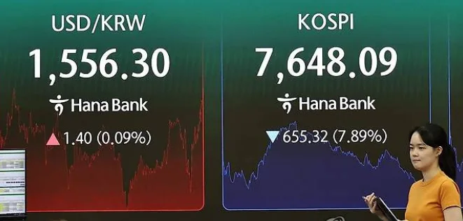 코스피 7.89% 급락, 하루 만에 시총 569조 증발