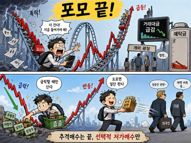 개인투자자 '포모 매수'에서 '저가 줍줍'으로 전략 전환